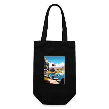 Hampi India Travel Poster Souvenir Postcard Paint - Gift Bag for Bottles - black - Front
