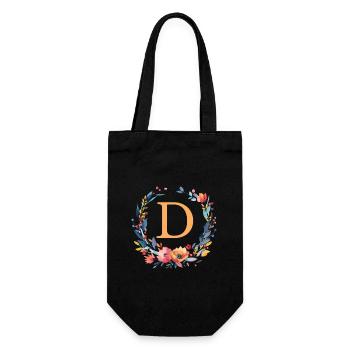 D Monogram, Couronne de fleurs, Personnalisable - Sac à bouteille - noir - Devant