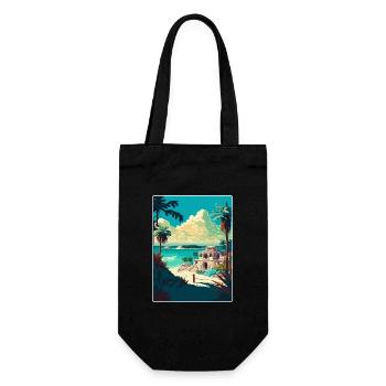 Tulum Travel Poster Souvenir WPA Postcard Painting - Gift Bag for Bottles - black - Front
