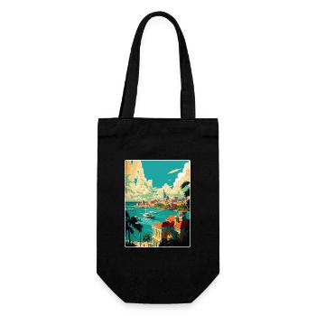 Nassau Caribbean Travel Poster Souvenir Paint WPA - Gift Bag for Bottles - black - Front