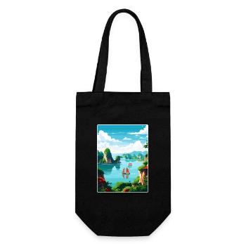 Ha Long Bay Vietnam Islands Travel Poster Souvenir - Gift Bag for Bottles - black - Front