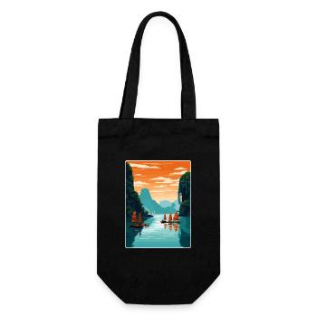 Ha Long Bay Vietnam Islands Travel Poster Souvenir - Gift Bag for Bottles - black - Front