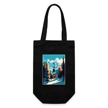 Les Arcs Ski Skiing Vintage Travel Poster Souvenir - Gift Bag for Bottles - black - Front