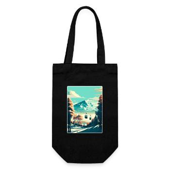 Niseko Ski Skifahren Reise Poster Souvenir Farbe WPA - Geschenkbeutel für Flaschen - Schwarz - Vorne