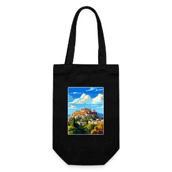 Athens Greece Travel Poster Souvenir Painting WPA - Gift Bag for Bottles - black - Front