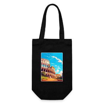 Rome Italy Travel Poster Souvenir Postcard Paint - Gift Bag for Bottles - black - Front