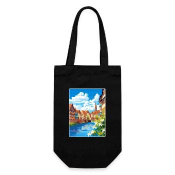 Strasbourg France Travel Poster Souvenir Paint WPA - Gift Bag for Bottles - black - Front