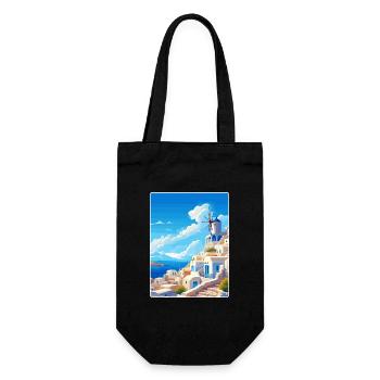 Santorini Griechenland Griechisch Reiseposter Souvenir WPA - Geschenkbeutel für Flaschen - Schwarz - Vorne