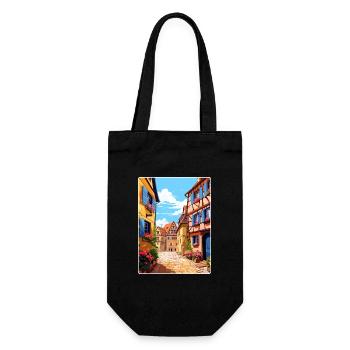 Alsace France Travel Poster Souvenir Painting WPA - Gift Bag for Bottles - black - Front