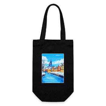 Strasbourg France Travel Poster Souvenir Paint WPA - Gift Bag for Bottles - black - Front