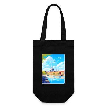 Nantes France Travel Poster Souvenir Painting WPA - Gift Bag for Bottles - black - Front