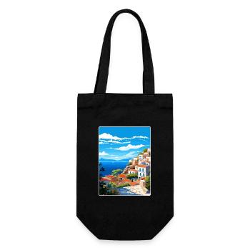 Hydra Greece Travel Poster Souvenir Postcard Paint - Gift Bag for Bottles - black - Front