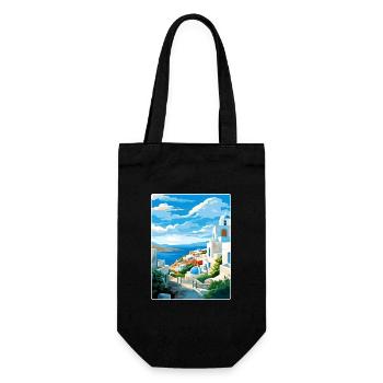 Milos Greece Travel Poster Souvenir Postcard Paint - Gift Bag for Bottles - black - Front