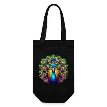 Pfau - Geschenkbeutel für Flaschen - Schwarz - Vorne