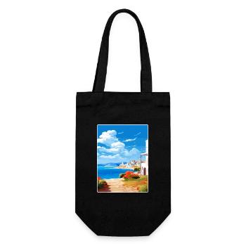 Paros Greece Travel Poster Souvenir Postcard Paint - Gift Bag for Bottles - black - Front