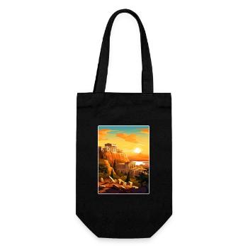 Athens Greece Travel Poster Souvenir Painting WPA - Gift Bag for Bottles - black - Front