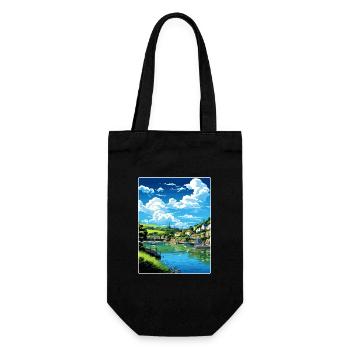 Fowey River Angleterre Affiche de voyage vintage souvenir - Sac à bouteille - noir - Devant
