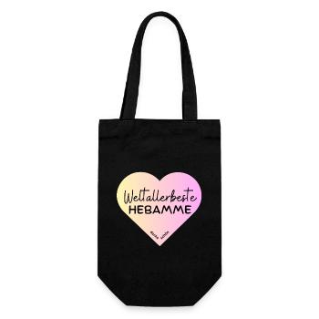 Weltallerbeste Hebamme! Personalisierbar - Geschenkbeutel für Flaschen - Schwarz - Vorne