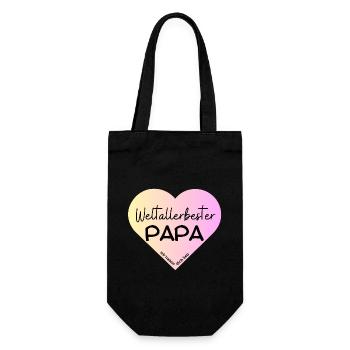 Weltallerbester Papa- wir haben dich lieb! - Geschenkbeutel für Flaschen - Schwarz - Vorne