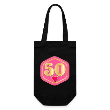 50th Birthday - FIFTY - Gift Bag for Bottles - black - Front