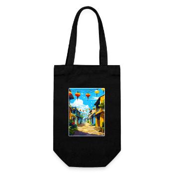 Hoi An Vietnam Reise Poster Souvenir Malerei WPA - Geschenkbeutel für Flaschen - Schwarz - Vorne