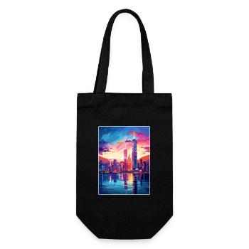 Hong Kong China Travel Poster Souvenir Paint WPA - Gift Bag for Bottles - black - Front