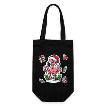 Festive Flamingo Fun - Geschenkbeutel für Flaschen - Schwarz - Vorne