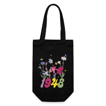 Geburtsjahr 1948 Wildblumen - Geschenkbeutel für Flaschen - Schwarz - Vorne