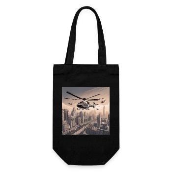 Helicopters Over Urban Cityscape - Gift Bag for Bottles - black - Front