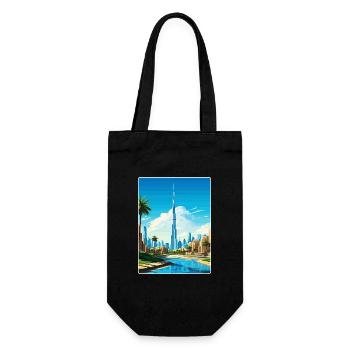 Dubai Skyline Illustration - Gift Bag for Bottles - black - Front