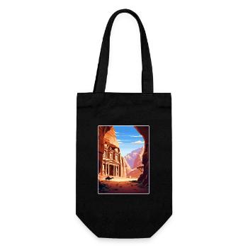 Petra Jordan Reise Poster Souvenir Postkarte Farbe - Geschenkbeutel für Flaschen - Schwarz - Vorne