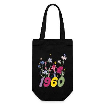 Geburtsjahr 1960 Wildblumen - Geschenkbeutel für Flaschen - Schwarz - Vorne
