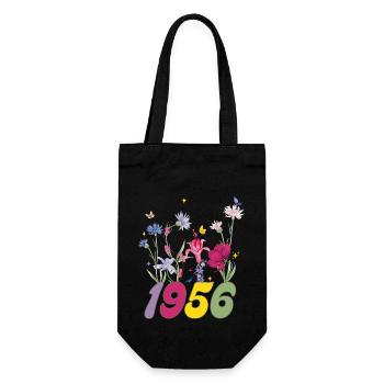 Geburtsjahr 1956 Wildblumen - Geschenkbeutel für Flaschen - Schwarz - Vorne