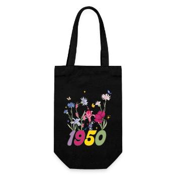 Geburtsjahr 1950 Wildblumen - Geschenkbeutel für Flaschen - Schwarz - Vorne