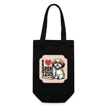 I Love Shih Tzus - for dog lovers, animal lovers - Gift Bag for Bottles - black - Front