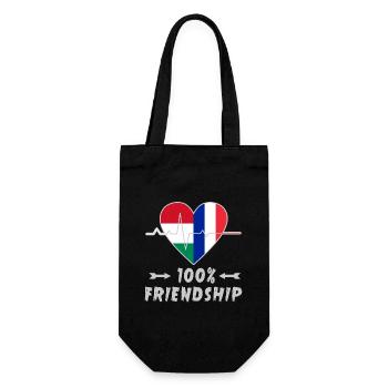 Hungary and France 100% friendship - Gift Bag for Bottles - black - Front