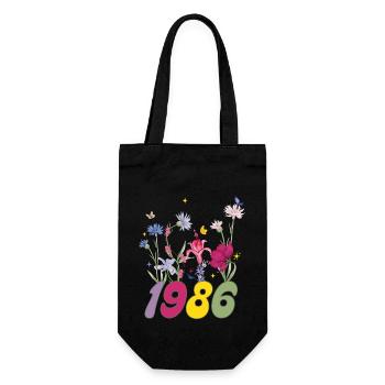 Geburtsjahr 1986 Wildblumen - Geschenkbeutel für Flaschen - Schwarz - Vorne
