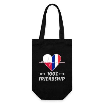 Polen und Frankreich 100% Freundschaft - Geschenkbeutel für Flaschen - Schwarz - Vorne