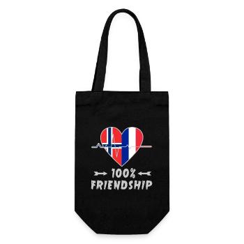 Norwegen und Frankreich 100% Freundschaft - Geschenkbeutel für Flaschen - Schwarz - Vorne