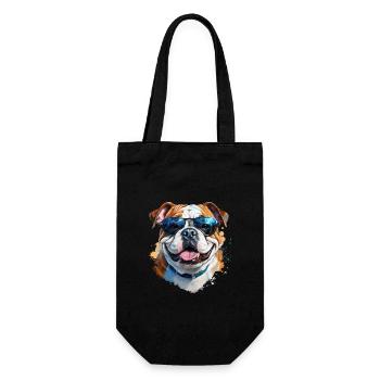 Bulldog with sunglasses - Gift Bag for Bottles - black - Front