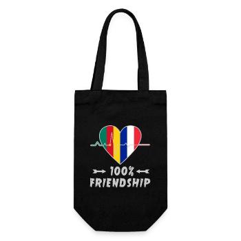 Kamerun und Frankreich 100% Freundschaft - Geschenkbeutel für Flaschen - Schwarz - Vorne