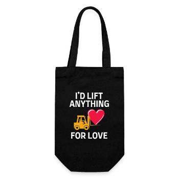 Forklift Operator Driver Valentine’s Day Funny - Gift Bag for Bottles - black - Front
