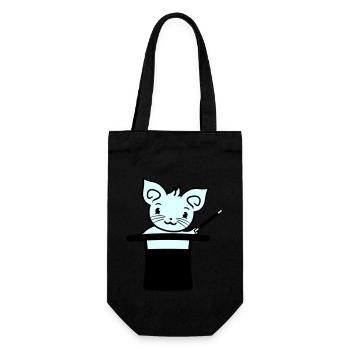 Magische Gezauberte Zylinder Hut Zauberer Katze - Geschenkbeutel für Flaschen - Schwarz - Vorne