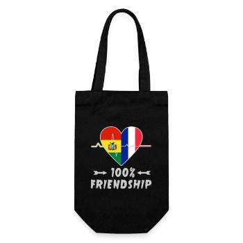 Bolivien und Frankreich 100% Freundschaft - Geschenkbeutel für Flaschen - Schwarz - Vorne