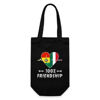 Bolivien und Italien 100% Freundschaft - Geschenkbeutel für Flaschen - Schwarz - Vorne