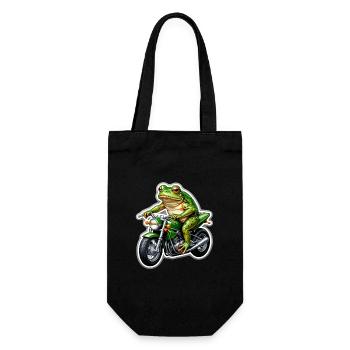 Frosch auf Motorrad - Geschenkbeutel für Flaschen - Schwarz - Vorne