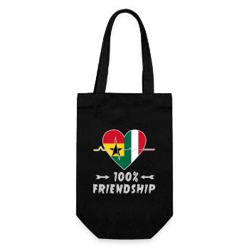 Ghana und Italien 100% Freundschaft - Geschenkbeutel für Flaschen - Schwarz - Vorne
