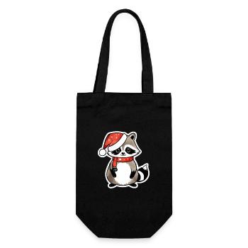 Raccoon Christmas Watercolors - Gift Bag for Bottles - black - Front