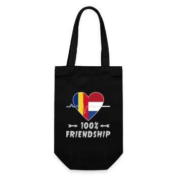 Romania and the Netherlands 100% friendship - Gift Bag for Bottles - black - Front