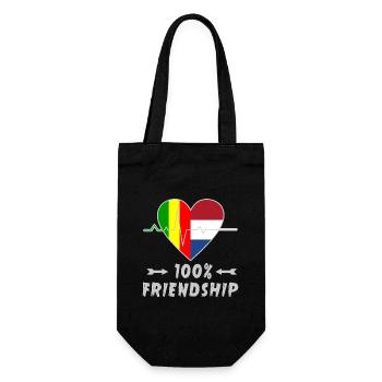 Mali und Niederlande 100% Freundschaft - Geschenkbeutel für Flaschen - Schwarz - Vorne